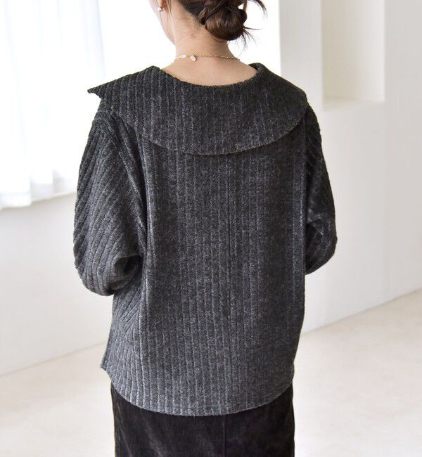 quaranciel「《予約》quaranciel:〈手洗い可能〉ポリエステル ベロア スキッパー ニット &  Iライン スカート」|ワンピース|