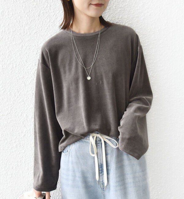 SHIPS for women「〈手洗い可能〉コットン ポリエステル ベロア ワイド スリーブ」|Tシャツ・カットソー|