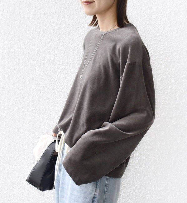 SHIPS for women「〈手洗い可能〉コットン ポリエステル ベロア ワイド スリーブ」|Tシャツ・カットソー|