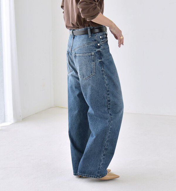 quaranciel「〈洗濯機可能〉ハイライズ ルーズ ワイド デニム パンツ」|デニム|ブルー