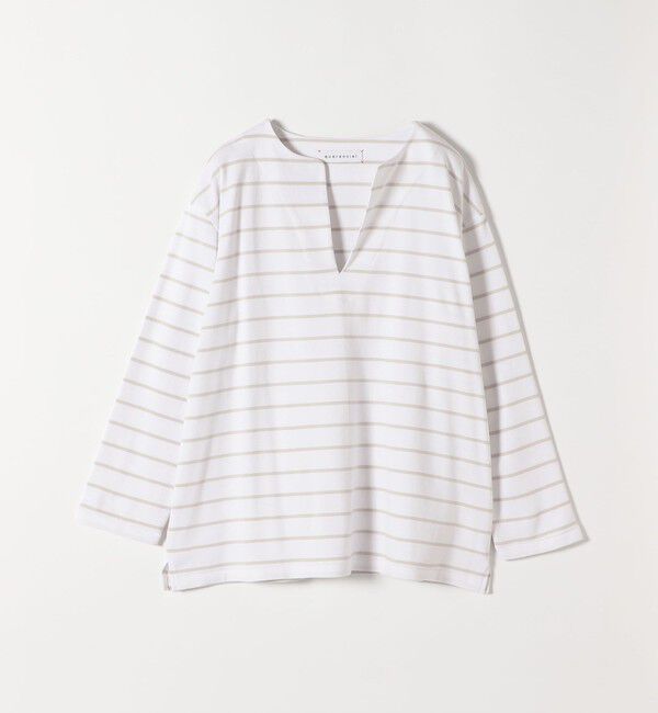 quaranciel「quaranciel:〈洗濯機可能〉ボーダー ビッグ スキッパー プルオーバー」|Tシャツ・カットソー|