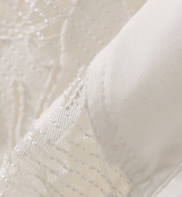 quaranciel「quaranciel:〈手洗い可能〉デニム フラワー レース バンドカラー シャツ」|シャツ・ブラウス|