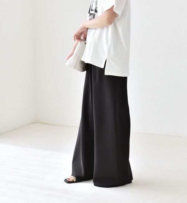 quaranciel「《一部追加予約》〈手洗い可能〉バイアス ストレッチ イージー ワイド パンツ」|その他|
