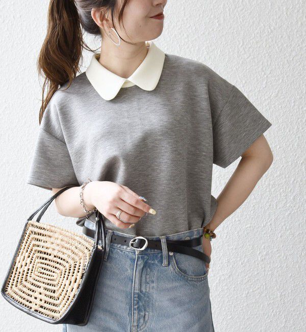 SHIPS any「〈洗濯機可能〉バイカラー ショートスリーブ プルオーバー」|Tシャツ・カットソー|ライトグレー
