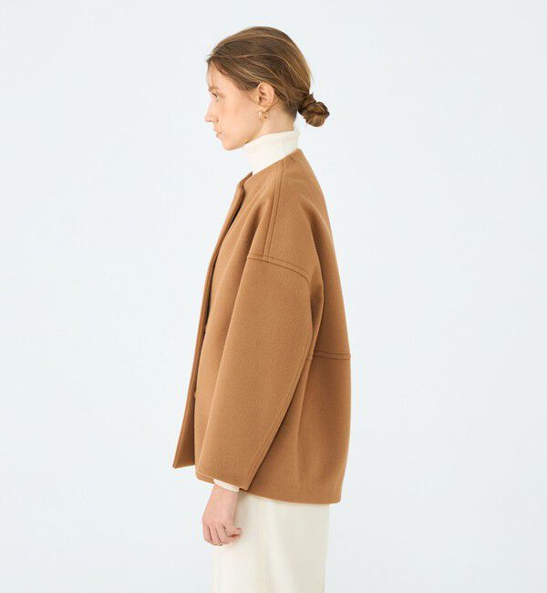 Ballsey「ウールカシミヤビーバー ショートコクーンコート」|ノーカラーコート|