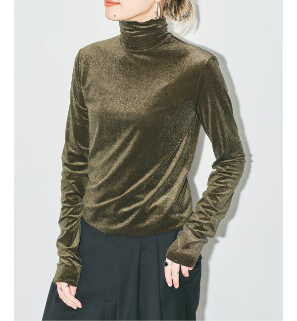  「SHEER VELOR HIGH NECK TOP：カットソー」|Tシャツ・カットソー|カーキ