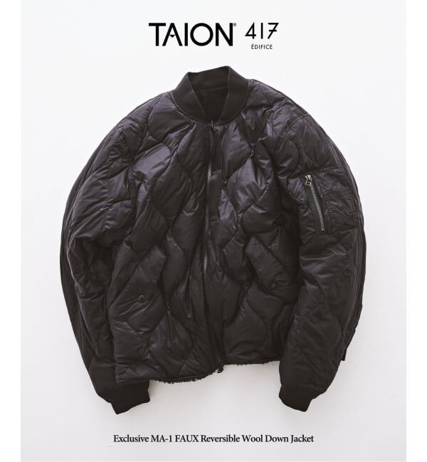 417 EDIFICE「TAION / タイオン &times; 417 MA-1 FAUX リバーシブルウールダウン」|ダウン|ブラック