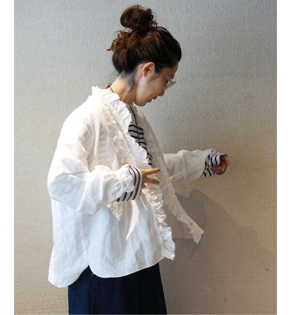 journal standard luxe「《追加》CLシャンブレー フリルブラウス」|シャツ・ブラウス|