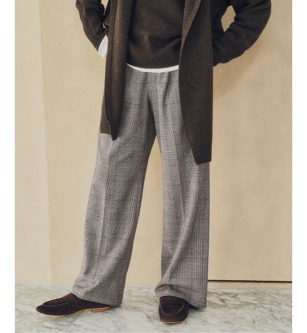 Spick and Span「《手洗い可 / 追加予約》グレンチェック起毛タックストレートパンツ」|スラックス|