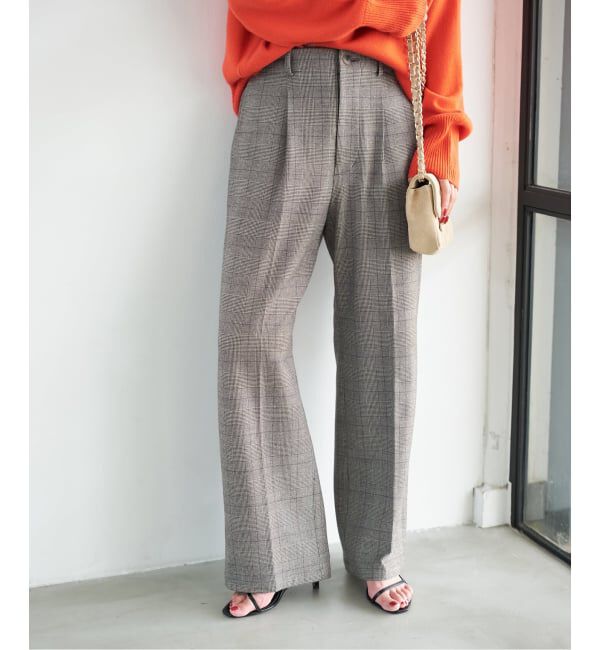 Spick and Span「《手洗い可 / 追加予約》グレンチェック起毛タックストレートパンツ」|スラックス|