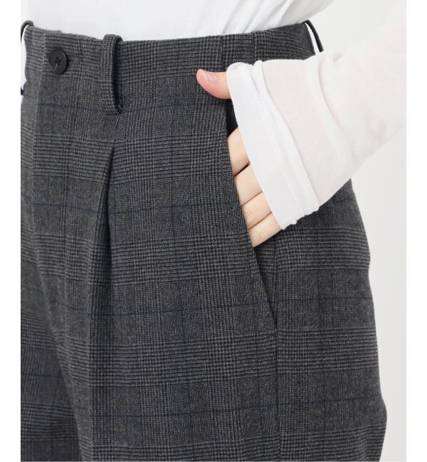 Spick and Span「《手洗い可 / 追加予約》グレンチェック起毛タックストレートパンツ」|スラックス|