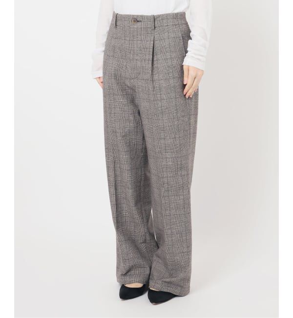 Spick and Span「《手洗い可 / 追加予約》グレンチェック起毛タックストレートパンツ」|スラックス|
