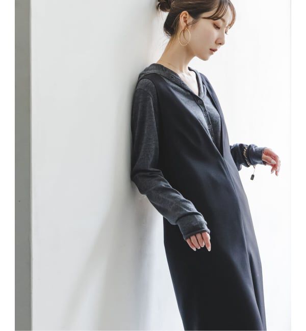NOBLE「《WEB&一部店舗限定追加》ストレートVネックワンピース」|ワンピース|