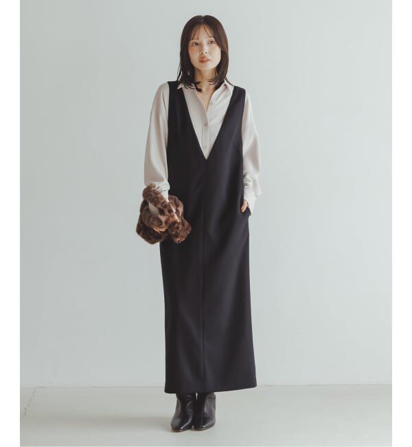 NOBLE「《WEB&一部店舗限定追加》ストレートVネックワンピース」|ワンピース|
