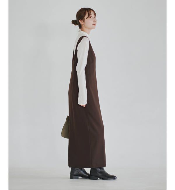 NOBLE「《WEB&一部店舗限定追加》ストレートVネックワンピース」|ワンピース|