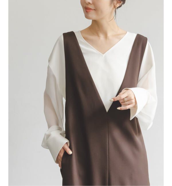 NOBLE「《WEB&一部店舗限定追加》ストレートVネックワンピース」|ワンピース|