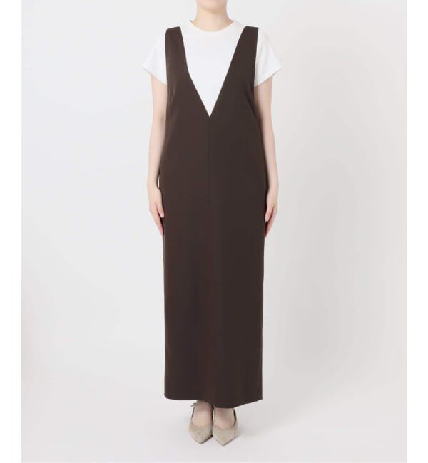 NOBLE「《WEB&一部店舗限定追加》ストレートVネックワンピース」|ワンピース|