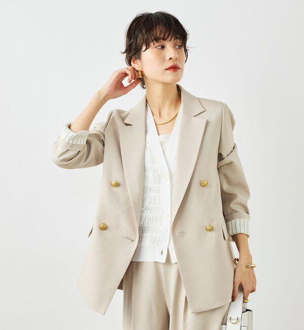 NOLLEY'S「《セットアップ対応》ウォッシャブルハイスペック麻調ダブルジャケット」|テーラードジャケット|