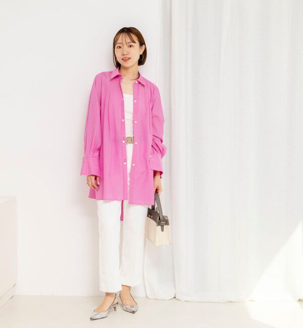 NOLLEY'S「ウォッシャブルウエストリボン2WAYロングシャツ」|シャツ・ブラウス|