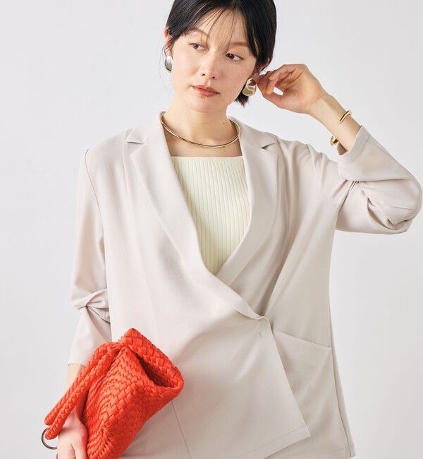 NOLLEY'S sophi「《セットアップ対応》ウォッシャブルエアリージョーゼットドレープライトジャケット」|テーラードジャケット|