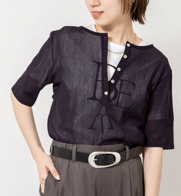 NOLLEY'S「ウォッシャブルコットンチュールバックヘンリー2WAYプルオーバー」|Tシャツ・カットソー|ダークネイビー