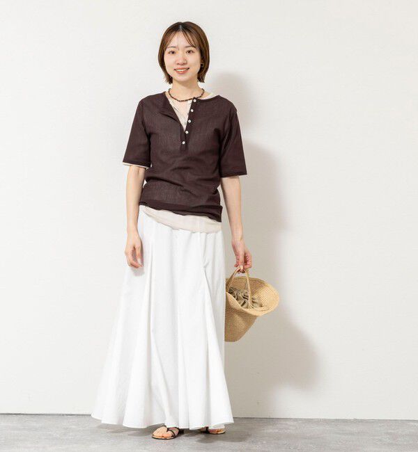 NOLLEY'S「ウォッシャブルコットンチュールバックヘンリー2WAYプルオーバー」|Tシャツ・カットソー|
