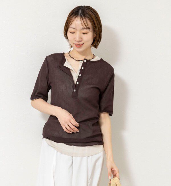 NOLLEY'S「ウォッシャブルコットンチュールバックヘンリー2WAYプルオーバー」|Tシャツ・カットソー|