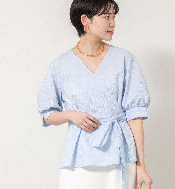 NOLLEY'S sophi「ウォッシャブルサッカーベルト付ペプラムブラウス」|シャツ・ブラウス|