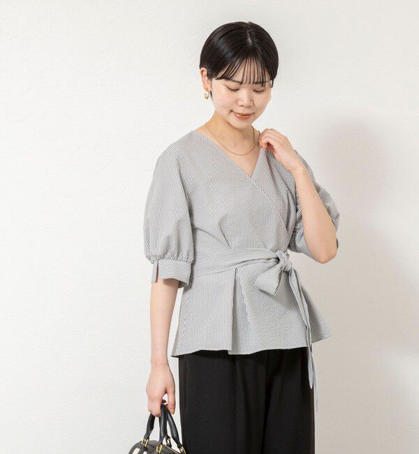 NOLLEY'S sophi「ウォッシャブルサッカーベルト付ペプラムブラウス」|シャツ・ブラウス|