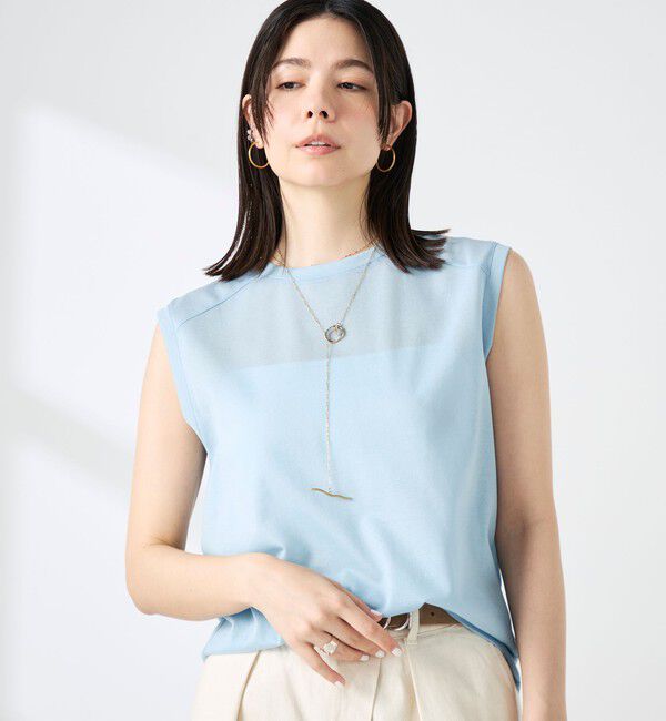 NOLLEY'S「ウォッシャブルシアードライコットンノースリーブプルオーバー」|Tシャツ・カットソー|