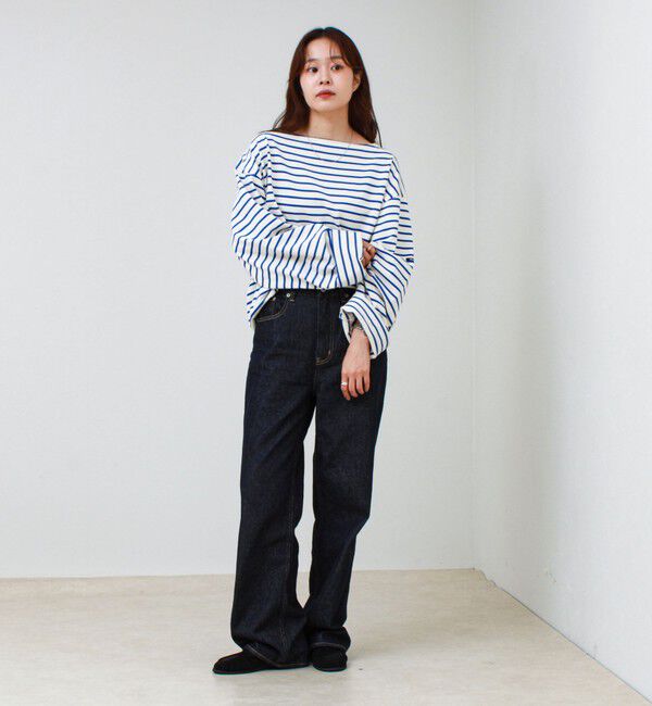 GLOSTER「【ユニセックス】ワイドバスクシャツ ボートネック ボーダー オーバーサイズ」|Tシャツ・カットソー|