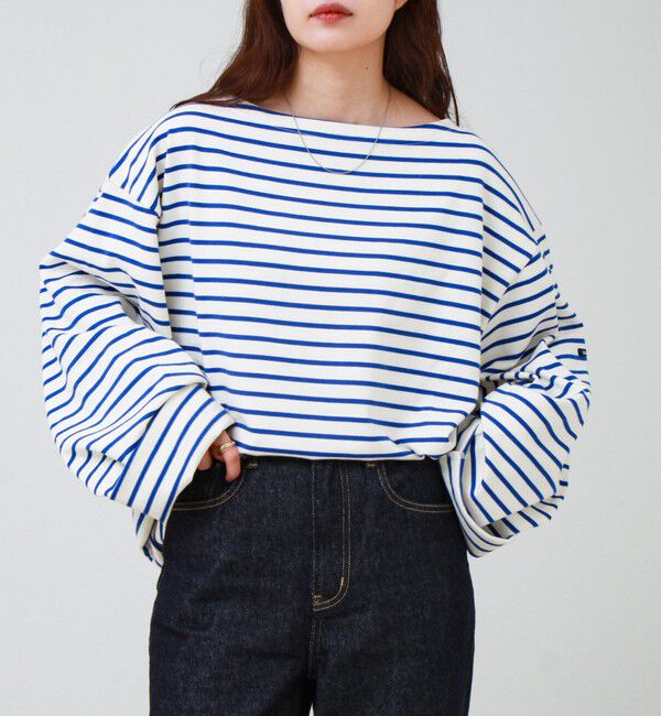 GLOSTER「【ユニセックス】ワイドバスクシャツ ボートネック ボーダー オーバーサイズ」|Tシャツ・カットソー|