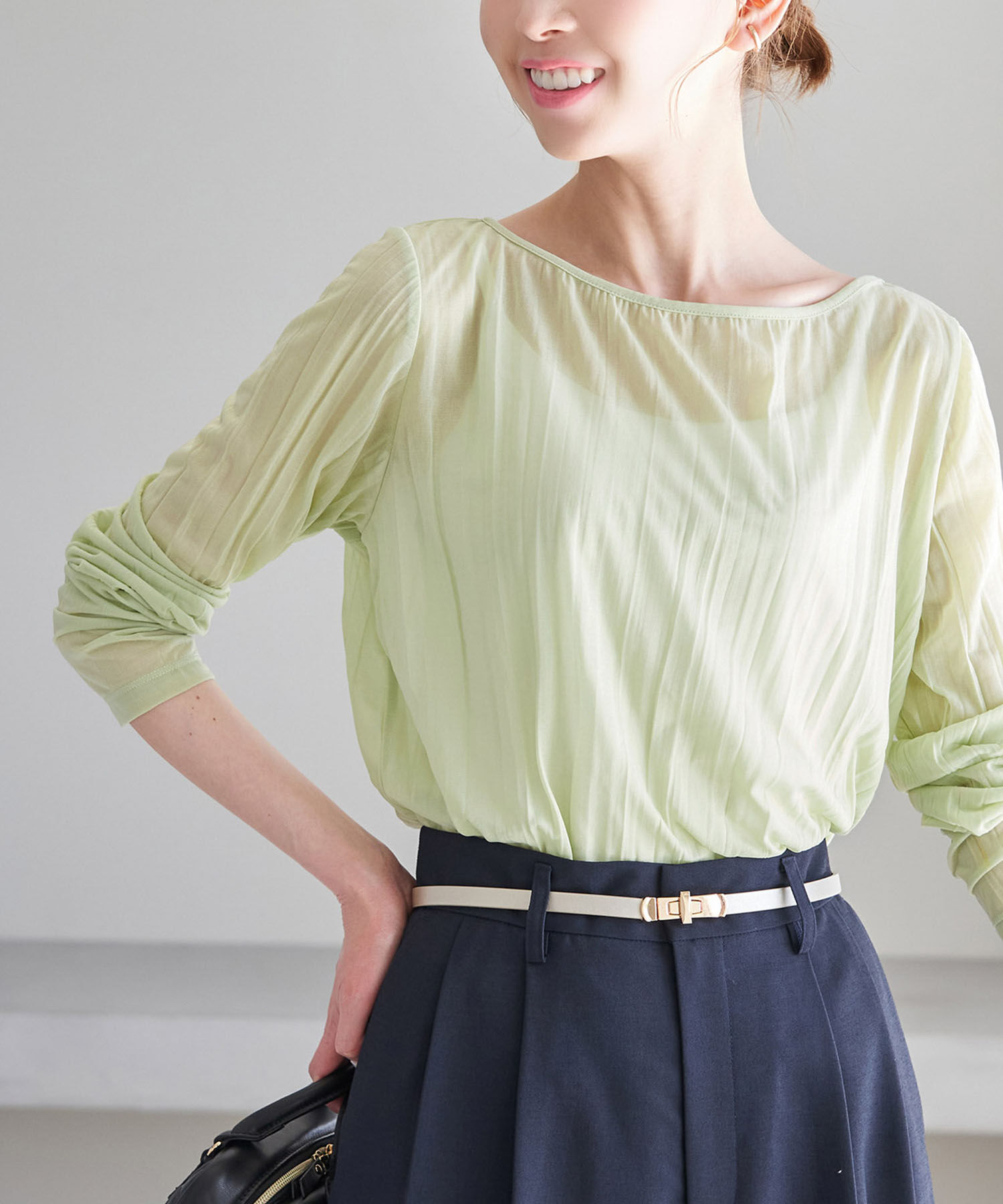 Rope&rsquo;Picnic「シアーワッシャーカットプルオーバー」|Tシャツ・カットソー|グリーン系(35)