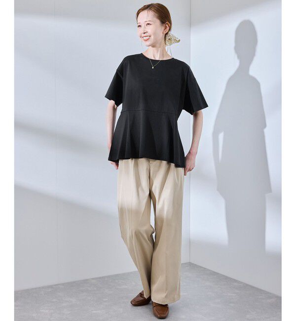 Rope&rsquo;Picnic「【UVカット・接触冷感】Cutee 着丈が選べる70シルケットペプラムカットトップス」|Tシャツ・カットソー|