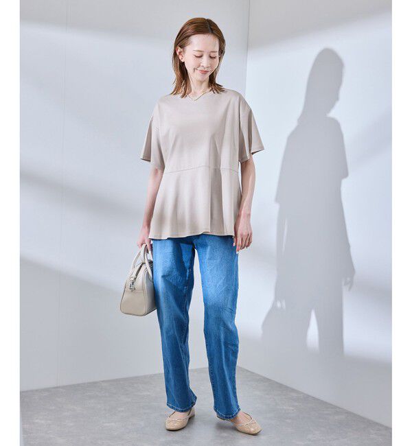 Rope&rsquo;Picnic「【UVカット・接触冷感】Cutee 着丈が選べる70シルケットペプラムカットトップス」|Tシャツ・カットソー|