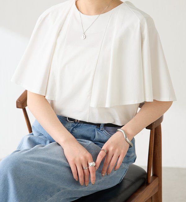  「【接触冷感/二の腕カバー】ケープデザインカットソー」|Tシャツ・カットソー|オフホワイト