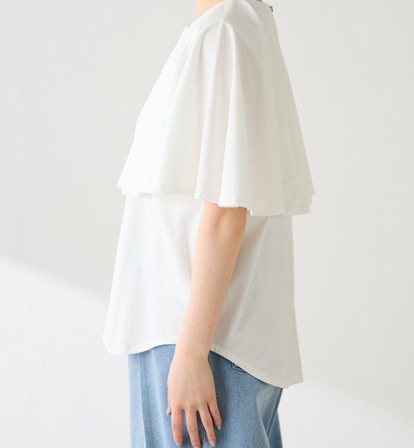  「【接触冷感/二の腕カバー】ケープデザインカットソー」|Tシャツ・カットソー|