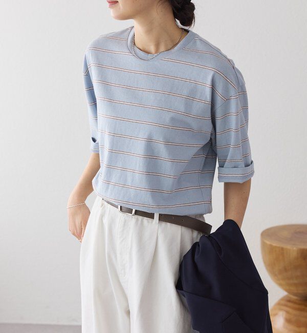  「【大人のボーダーTシャツ】マルチボーダーゴブソデTee」|Tシャツ・カットソー|