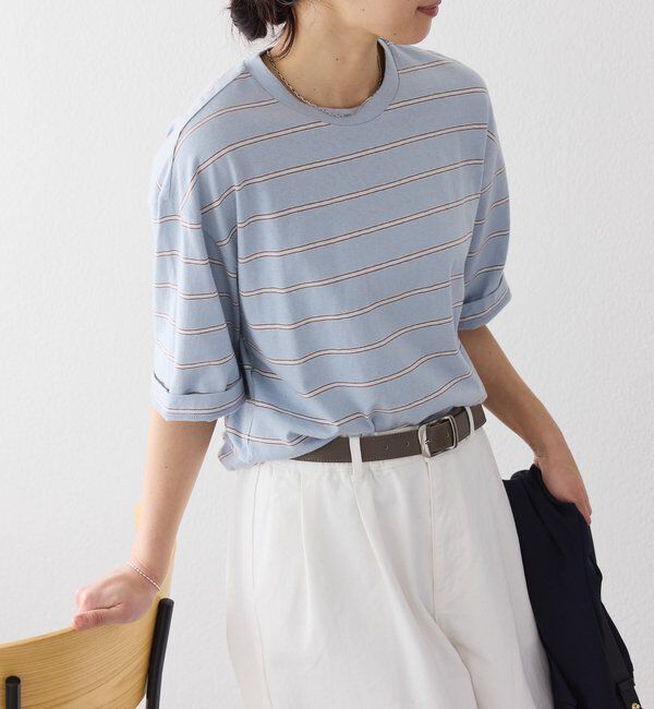  「【大人のボーダーTシャツ】マルチボーダーゴブソデTee」|Tシャツ・カットソー|