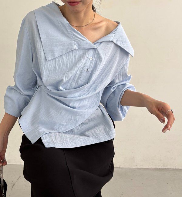  「【2WAY/新色ブルー、WEB限定ピンク】カシュクールシャツ」|シャツ・ブラウス|ブルー