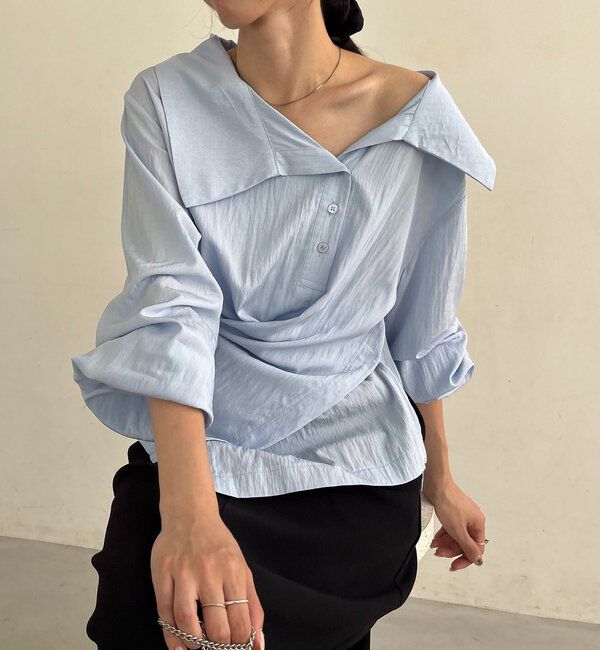  「【2WAY/新色ブルー、WEB限定ピンク】カシュクールシャツ」|シャツ・ブラウス|