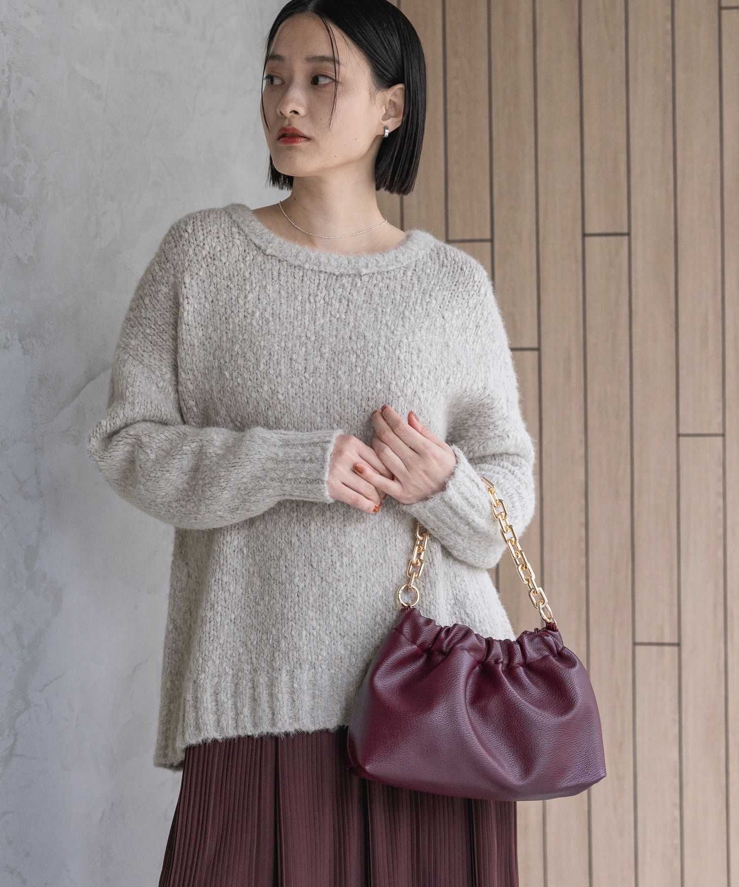 A part by 「【OUTLET】フェザールーズニットプルオーバー」|ニット・セーター|ライトグレー