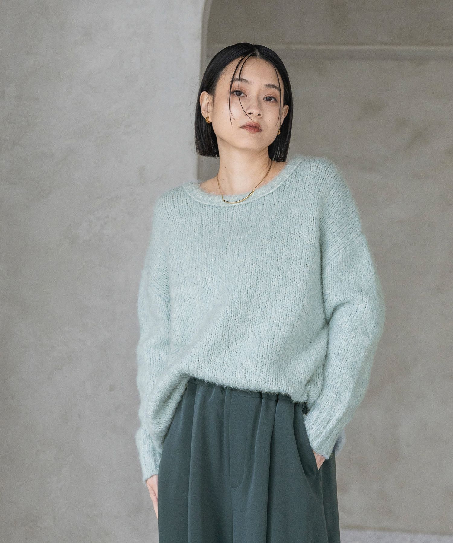 A part by 「【OUTLET】フェザールーズニットプルオーバー」|ニット・セーター|ライトグリーン