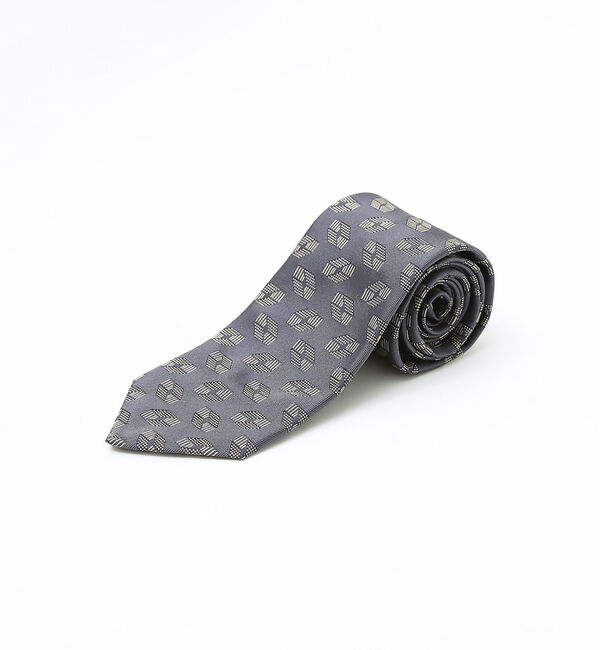 ABAHOUSE「【IMPORT FABRIC TIE】シルク ジオメトリック小紋 ネクタイ」|ネクタイ・蝶ネクタイ|グレー