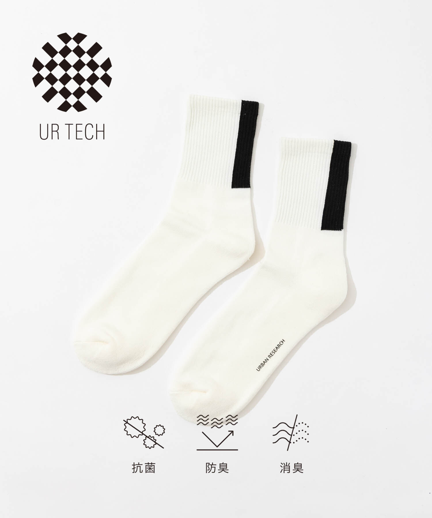 URBAN RESEARCH「『UR TECH』バックラインソックス」|ソックス|オフホワイト