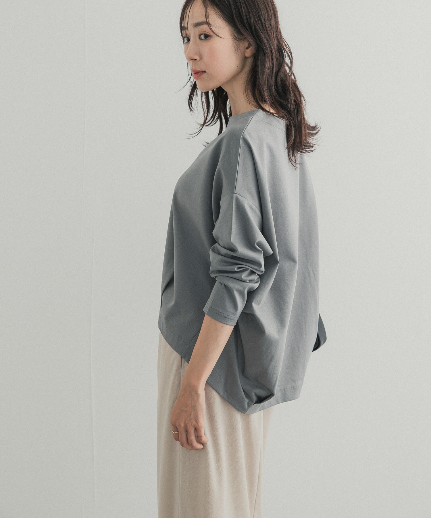URBAN RESEARCH DOORS「コットンバックタック長袖プルオーバー 26AW」|Tシャツ・カットソー|ブルー系その他