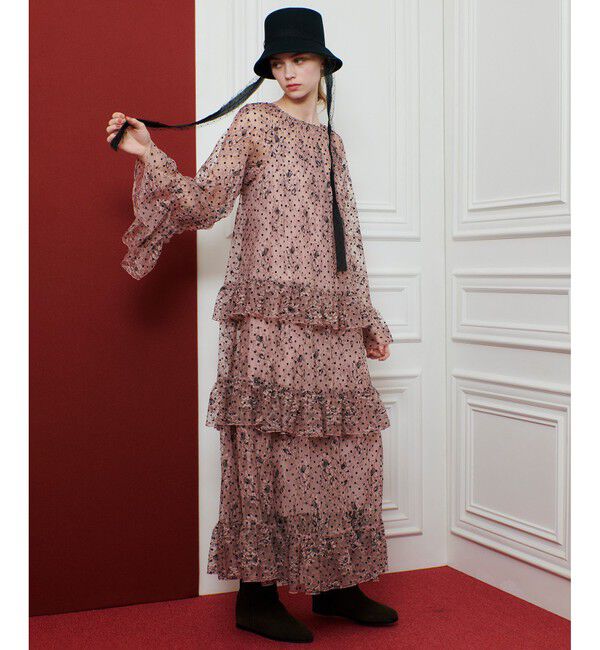 LOULOU WILLOUGHBY「【LOULOU WILLOUGHBY】フロッキードットレースワンピース」|ワンピース|