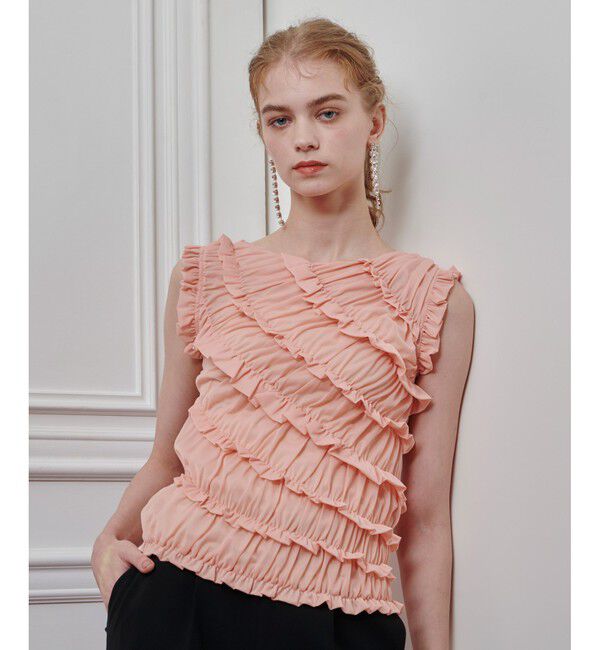 LOULOU WILLOUGHBY「【LOULOU WILLOUGHBY】オーガンジートリコットギャザープルオーバー」|Tシャツ・カットソー|