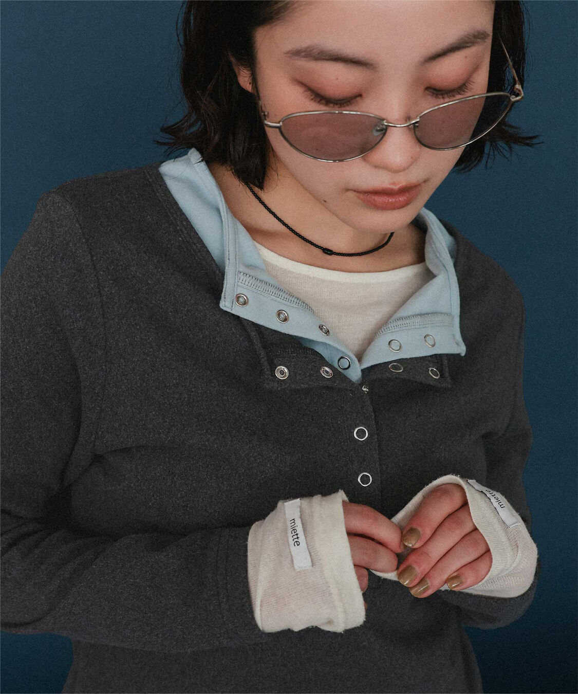 miette「レイヤード風ヘンリーネック起毛トップス」|Tシャツ・カットソー|