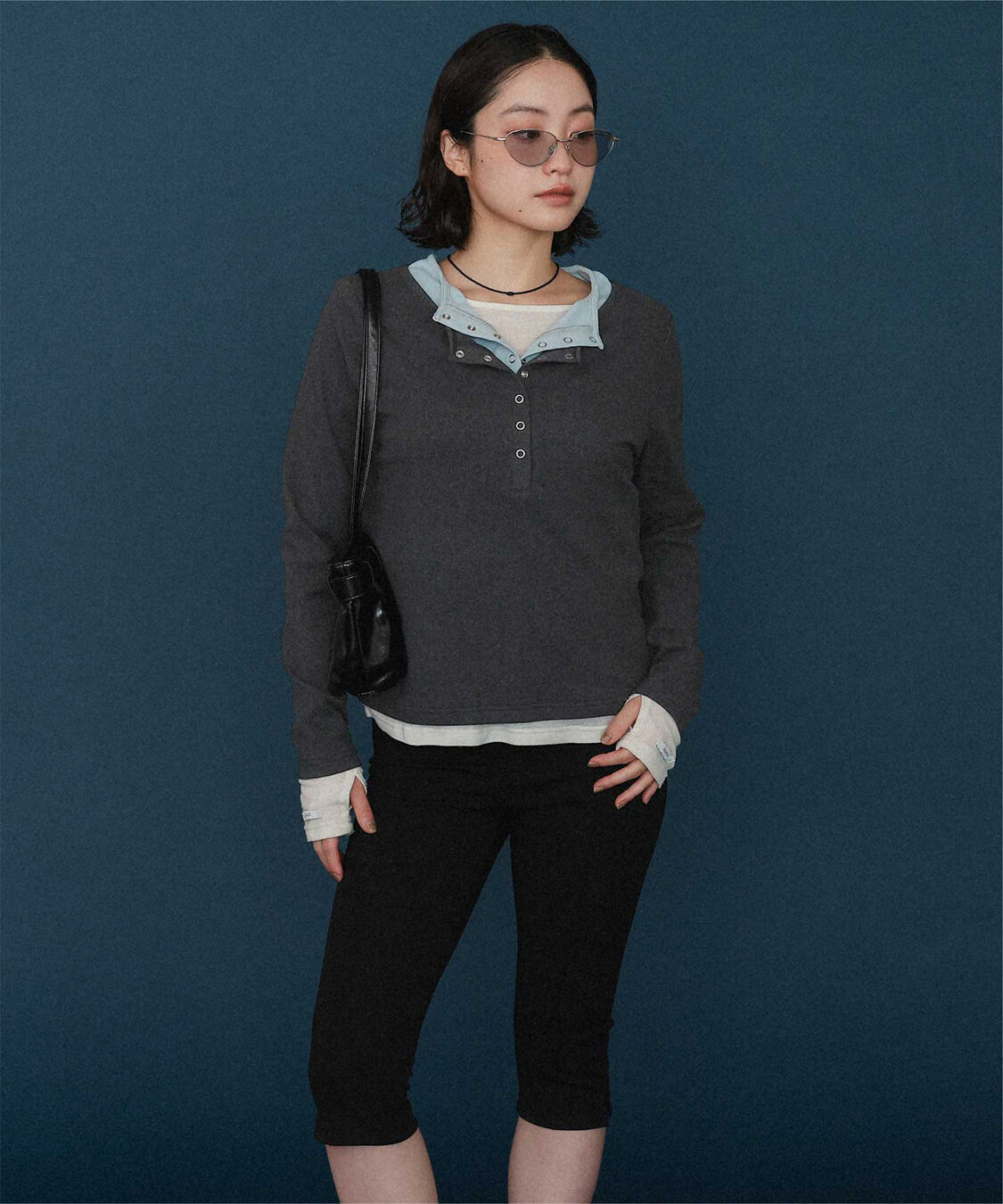 miette「レイヤード風ヘンリーネック起毛トップス」|Tシャツ・カットソー|